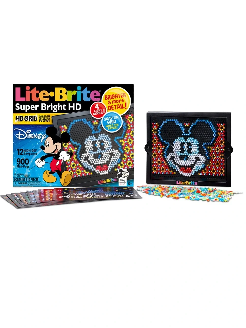 Disney Lite-Brite Super Bright HD Mickey Mouse Multicolor Peg Art